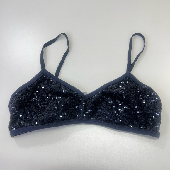 Aerie Navy Sequin Sparkle Bralette Size Large - Picture 6 of 6